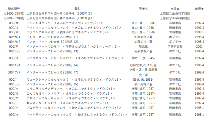 所蔵図書資料検索の検索画面イメージ