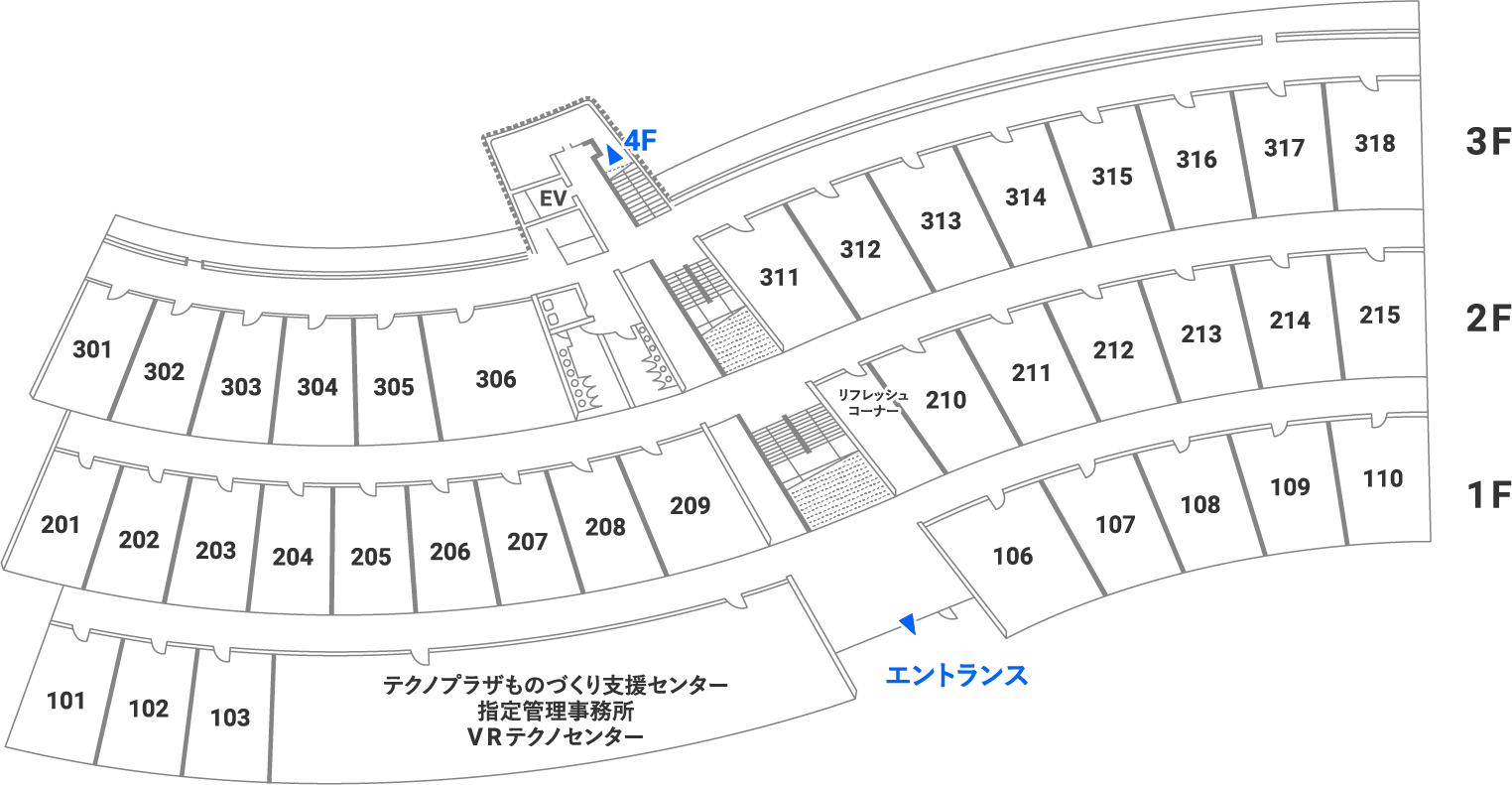 テクノプラザ本館 4階の全体図